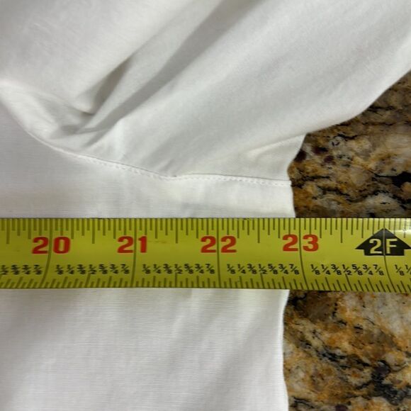 J. Jill Stretch White Cotton Pleated Front Long Sleeve Button Down Shirt Size L - Picture 8 of 10